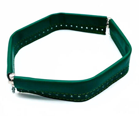 Çanta Aksesuar Yeşil Renk Derili Metal Çanta Ağzı 24 Cm