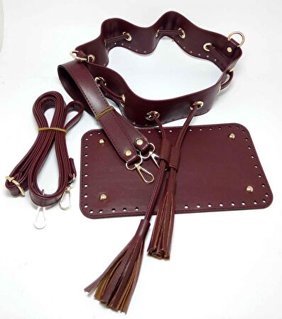 Çanta Aksesuar Bordo Renk Torba Çanta Seti