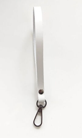 Çanta Aksesuar Gerçek Deri Beyaz Renk Elcik Metali Füme