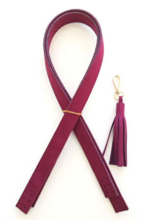 Çanta Aksesuar Süet Suni Deri Bordo Çift Sap 70X2 Cm