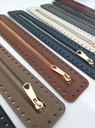 Çanta Aksesuar Derili Fermuar Yeni Model Taba 30 Cm Light Gold