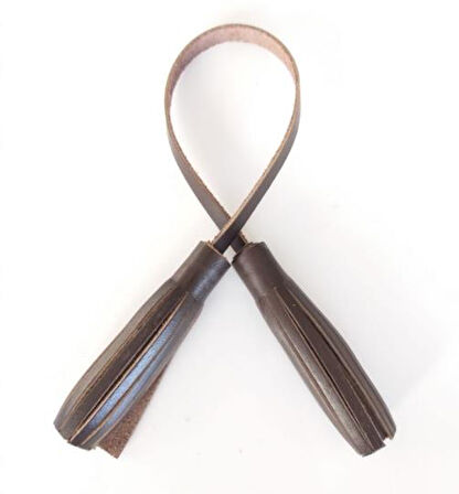 Çanta Aksesuar Gerçek Deri İkili Düz Püskül Kahverengi