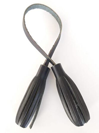 Nusrat Bilişim Çanta Aksesuar Gerçek Deri İkili Düz Püskül Siyah