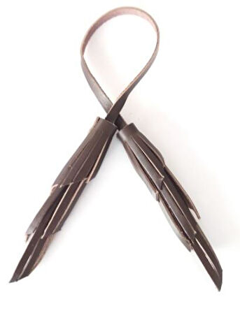 Çanta Aksesuar Gerçek Deri İkili Zig Zag Püskül Koyu Kahve Renk