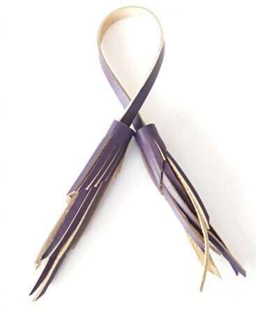 Çanta Aksesuar Gerçek Deri İkili Zig Zag Püskül Mor Renk