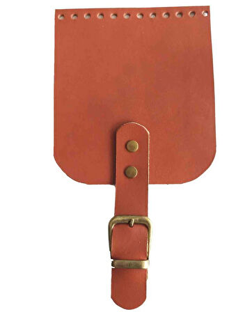 Çanta Aksesuar Gerçek Deri 21x12 cm Taba Renk Çanta Kapağı Antik Metalli
