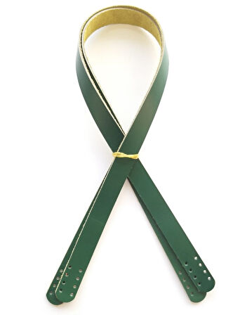 Çanta Aksesuar Yeşil Renk Gerçek Deri 70X2 Cm Çift Sap