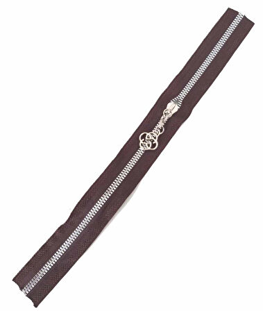 Çanta Aksesuar Başlıklı Fermuar 40 Cm Gümüş Metal Koyu Vizon