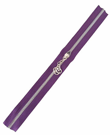 Çanta Aksesuar Başlıklı Fermuar 40 Cm Gümüş Metal Mor