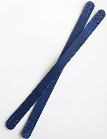 Çanta Aksesuar 35X2 Cm Gerçek Deri Çift Sap Cazy Oil Saks Mavi