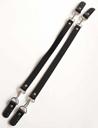 Çanta Aksesuar Gerçek Deri 55 Cm Misu Model Çift Sap Siyah Gümüş Metal