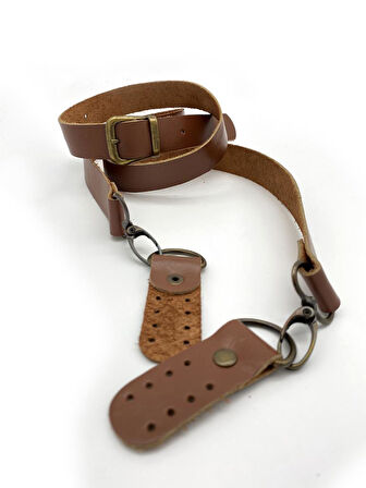 Çanta Aksesuar Gerçek Deri Ayarlı Uzun Sap 2.3X130 Sütlü Kahve Antik Metal