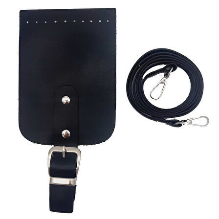 Çanta Aksesuar Tokalı Kapak Aparatlı Suni Deri Çanta Seti Siyah