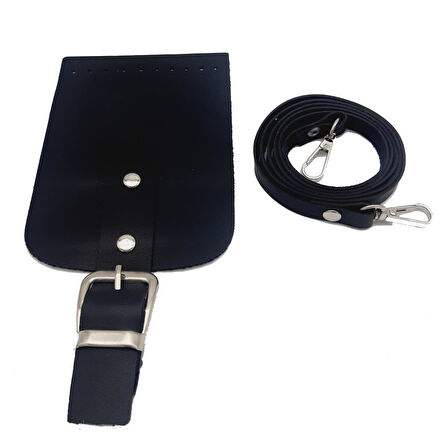 Çanta Aksesuar Tokalı Kapak Aparatlı Suni Deri Çanta Seti Siyah