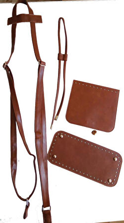 Çanta Aksesuar Suni Deri Taba Renk Gümüş Metalli Sırt Çantası Seti