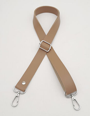 Çanta Aksesuar Suni Deri Ayarlı Çanta Sapı 120X2.4 Cm Vizon Gümüş Metal