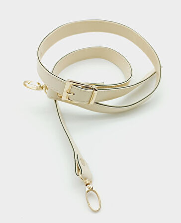 Çanta Aksesuar 120X2 Cm Suni Deri Light Gold Tokalı Krem Renk Çanta Sapı