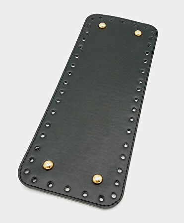 Çanta Aksesuar Suni Deri Siyah Renk 30X12 cm Dikdörtgen Çanta Tabanı (Light Gold Aparatlı)