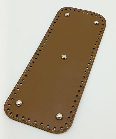 Çanta Aksesuar Suni Deri Vizon Renk 30X12 cm Dikdörtgen Çanta Tabanı (Gümüş Aparatlı)