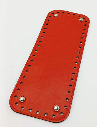 Çanta Aksesuar Suni Deri Kırmızı Renk 30X12 cm Dikdörtgen Çanta Tabanı (Gümüş Aparatlı)