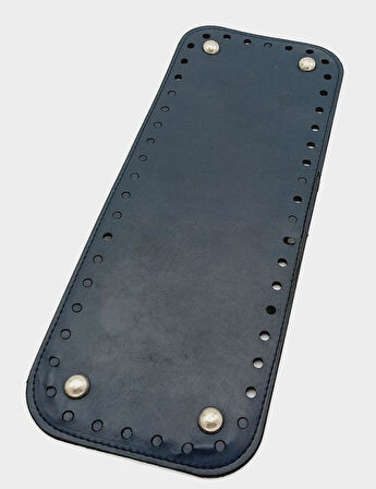 Çanta Aksesuar Suni Deri Lacivert Renk 30X12 cm Dikdörtgen Çanta Tabanı (Gümüş Aparatlı)