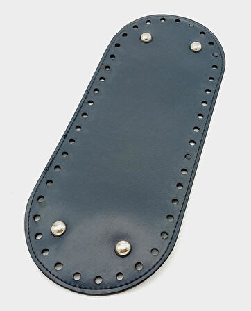 Çanta Aksesuar Suni Deri Lacivert Renk 30X12 cm Oval Çanta Tabanı (Gümüş Aparatlı)