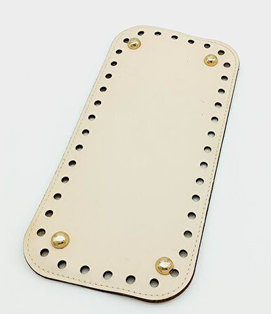 Çanta Aksesuar Suni Deri Krem Renk 25X12 cm Dikdörtgen Çanta Tabanı (Light Gold Aparatlı)