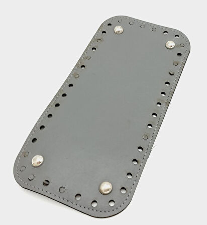 Çanta Aksesuar Suni Deri Gri Renk 25X12 cm Dikdörtgen Çanta Tabanı (Gümüş Aparatlı)