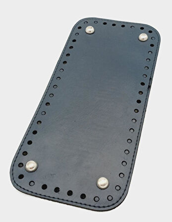 Nusrat Bilişim Çanta Aksesuar Suni Deri Lacivert Renk 25X12 cm Dikdörtgen Çanta Tabanı (Gümüş Aparatlı)