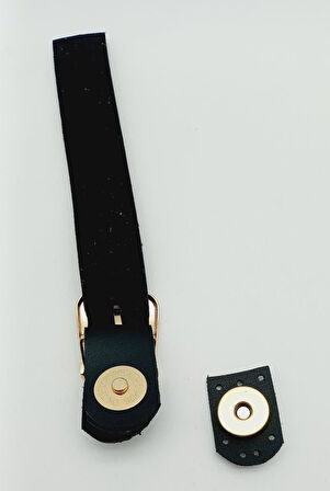 Çanta Aksesuar Tek Kat 18 Cm Suni Deri Siyah Kapak Gümüş Metal