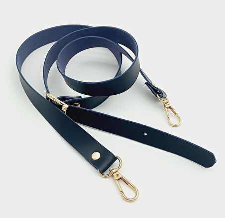 Çanta Aksesuar 120X2 Cm Tek Kat Lacivert Suni Deri Light Gold Tokalı Çanta Sapı