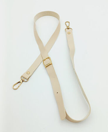 Çanta Aksesuar 120X2 Cm Tek Kat Krem Suni Deri Light Gold Tokalı Çanta Sapı