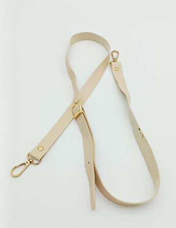 Çanta Aksesuar 120X2 Cm Tek Kat Krem Suni Deri Light Gold Tokalı Çanta Sapı