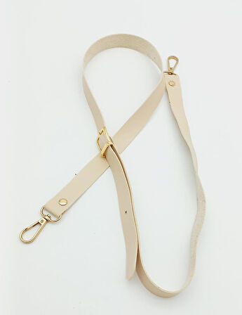 Çanta Aksesuar 120X2 Cm Tek Kat Krem Suni Deri Light Gold Tokalı Çanta Sapı