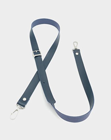 Çanta Aksesuar 120X2 Cm Tek Kat Lacivert Suni Deri Gümüş Tokalı Çanta Sapı