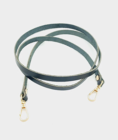 Nusrat Bilişim Çanta Aksesuar Gerçek Deri Spagetti Model Siyah Light Gold Metal Çanta Sapı