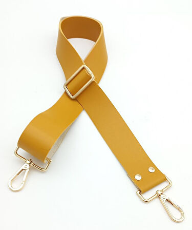 Çanta Aksesuar Suni Deri Hardal 120X4 Cm Çanta Sapı Kalsap Light Gold Metalli