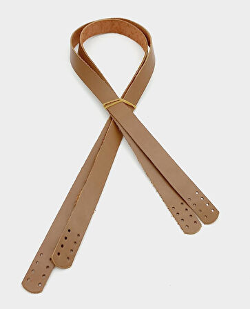 Çanta Aksesuar Sütlü Kahve Renk Gerçek Deri 80X2 Cm Çift Sap