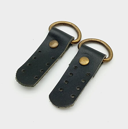 Çanta Aksesuar Gerçek Deri Siyah Sapucu (Böce) Antik Metalli