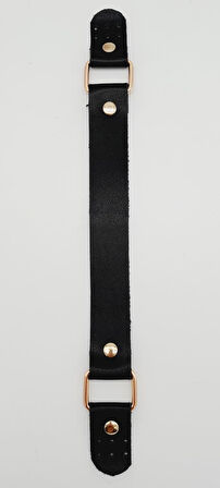 Çanta Aksesuar Tek Kat Suni Deri Siyah Renk Tutma Sapı Light Gold Metalli