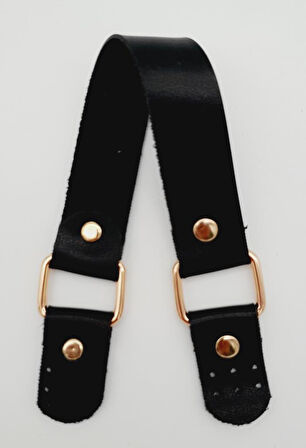 Çanta Aksesuar Tek Kat Suni Deri Siyah Renk Tutma Sapı Light Gold Metalli