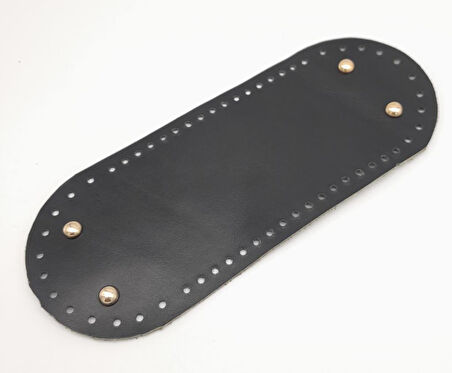Nusrat Bilişim Çanta Aksesuar Gerçek Deri Siyah 30X12 cm Oval Light Gold Metalli Çanta Tabanı