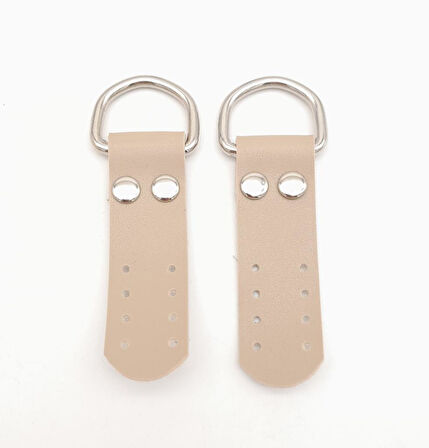 Çanta Aksesuar Bej Tek Kat Suni Deri Sapucu Böce Gümüş Metalli