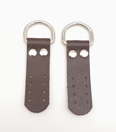 Çanta Aksesuar Kahverengi Tek Kat Suni Deri Sapucu Böce Gümüş Metalli