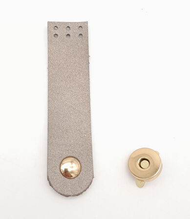 Çanta Aksesuar Parlak Gri Renk Tek Kat Suni Deri Kapak 10.5x2.5 cm Light Gold Metal