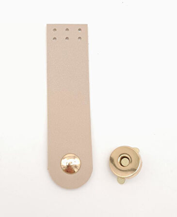 Nusrat Bilişim Çanta Aksesuar Bej Renk Tek Kat Suni Deri Kapak 10.5x2.5 cm Light Gold Metal