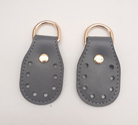 Çanta Aksesuar Gri Çift Kat Dikişli Suni Deri Sapucu Böce Light Gold Metalli