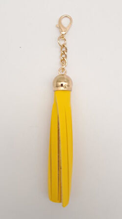 Çanta Aksesuar Sarı Suni Deri Kovanlı Püskül Light Gold Metalli