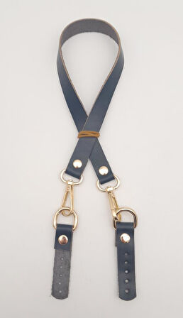 Çanta Aksesuar Lacivert Renk 60x1.5 cm Gerçek Deri Çanta Sapı Light Gold Metalli