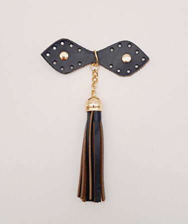 Çanta Aksesuar Gerçek Deri Lacivert Cluch Püskül Light Gold Metalli